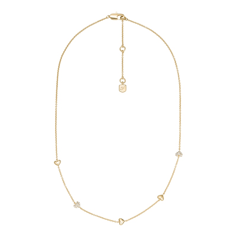 Main Image 2 of Fossil Women's Sutton Heartbeat Gold Tone Brass Station Necklace