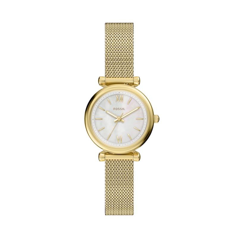 Main Image 1 of Fossil Women's Carlie Three Hand Mother of Pearl Dial Golden Stainless Steel Bracelet Watch