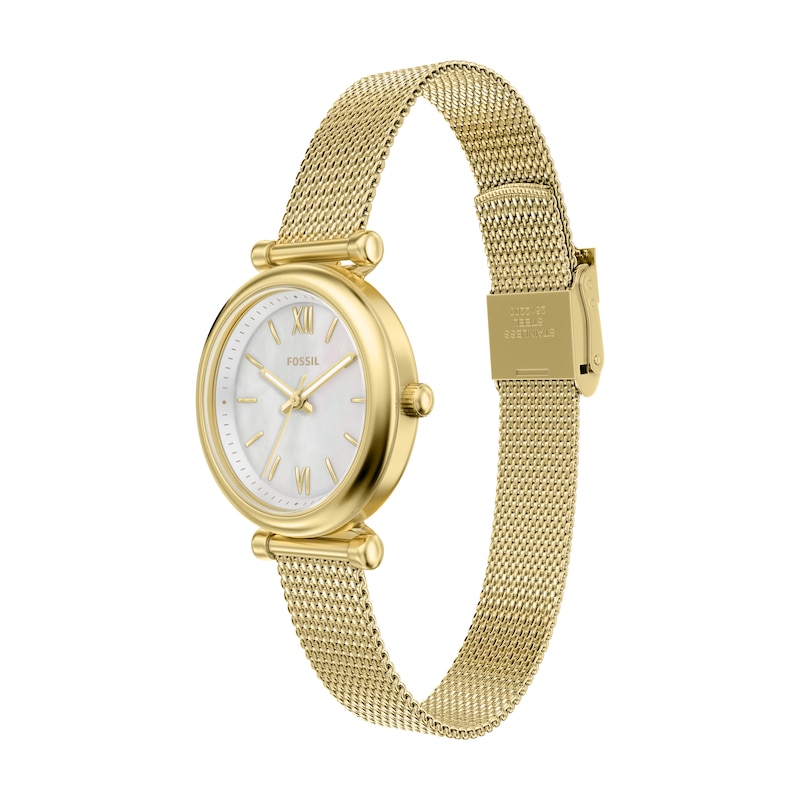 Main Image 2 of Fossil Women's Carlie Three Hand Mother of Pearl Dial Golden Stainless Steel Bracelet Watch