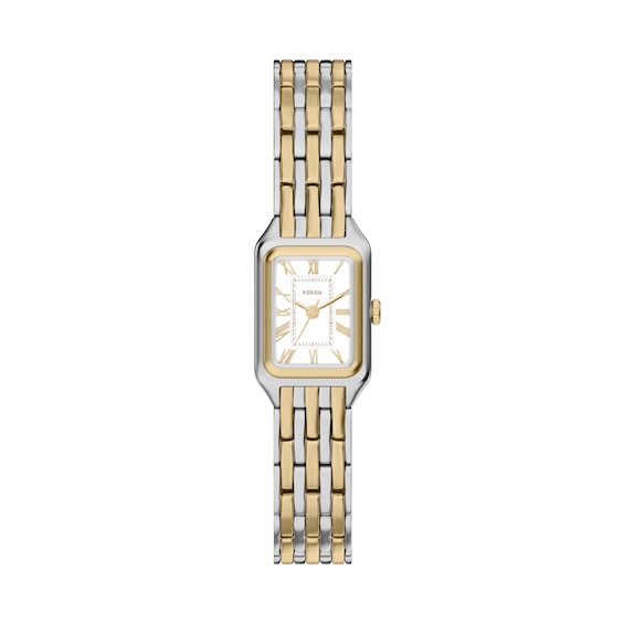 Fossil Women's Raquel Three Hand White Dial Two Tone Stainless Steel Bracelet Watch