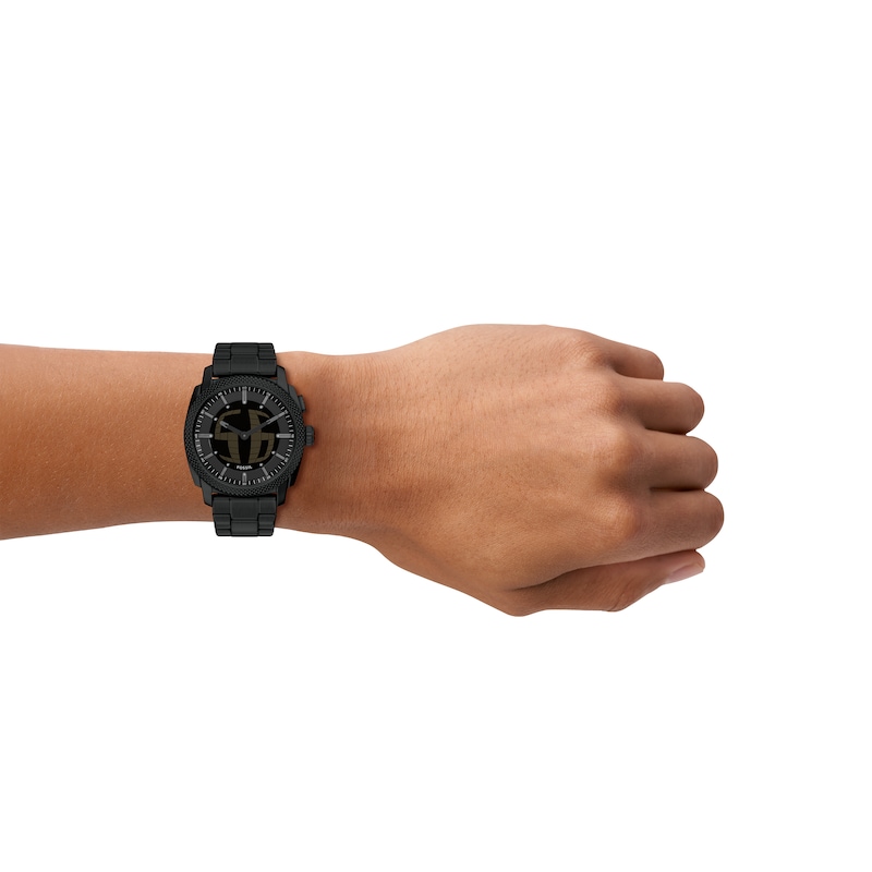 Main Image 6 of Fossil Men's Machine Big Tic Black Dial Black Stainless Steel Bracelet Watch