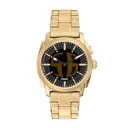 Fossil Men's Machine Big Tic Black Dial Golden Stainless Steel Bracelet Watch