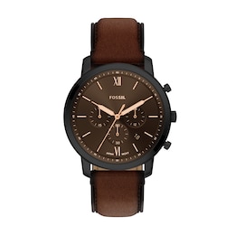 Fossil Men's Neutra Chronograph Black Dial Brown Leather Strap Watch