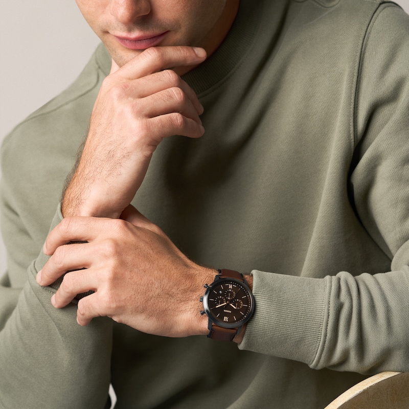 Main Image 7 of Fossil Men's Neutra Chronograph Black Dial Brown Leather Strap Watch