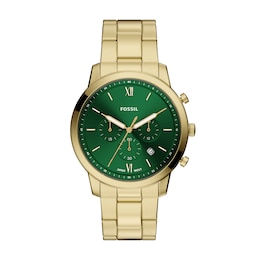 Fossil Men's Neutra Chronograph Green Dial Golden Stainless Steel Bracelet Watch