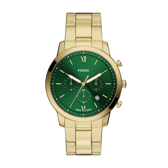 Fossil Mens Neutra Chronograph Green Dial Golden Stainless S