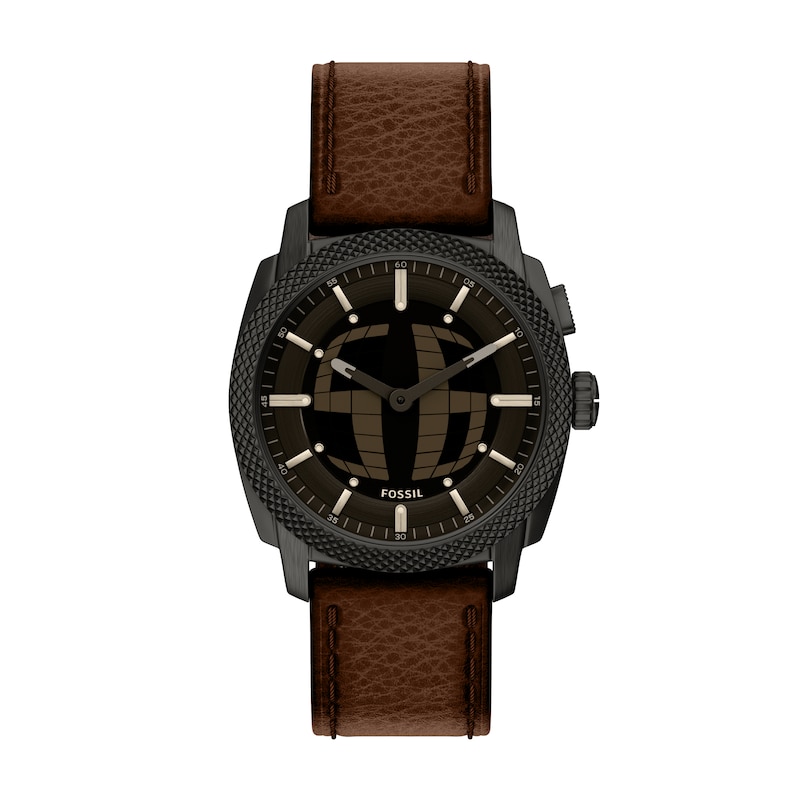 Main Image 1 of Fossil Men's Machine Big Tic Black Dial Brown Leather Strap Watch