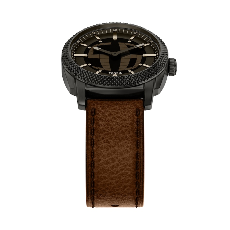 Main Image 2 of Fossil Men's Machine Big Tic Black Dial Brown Leather Strap Watch