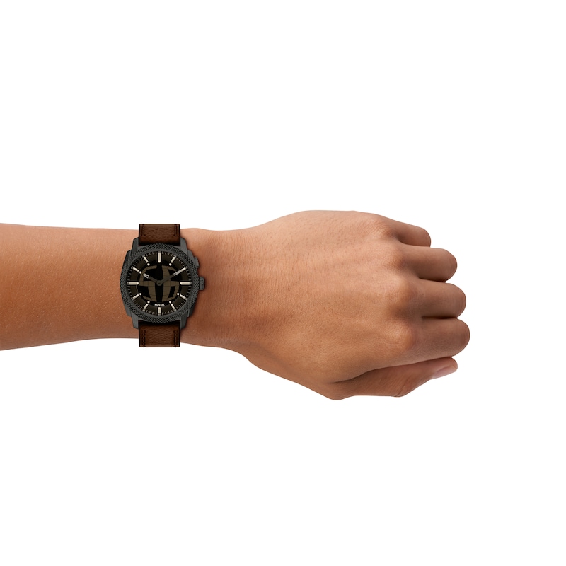 Main Image 7 of Fossil Men's Machine Big Tic Black Dial Brown Leather Strap Watch