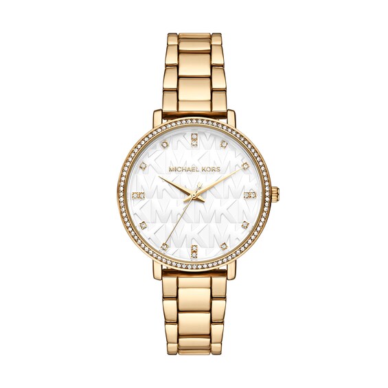Michael Kors Pyper Three Hand White Dial Golden Stainless Steel Bracelet Watch