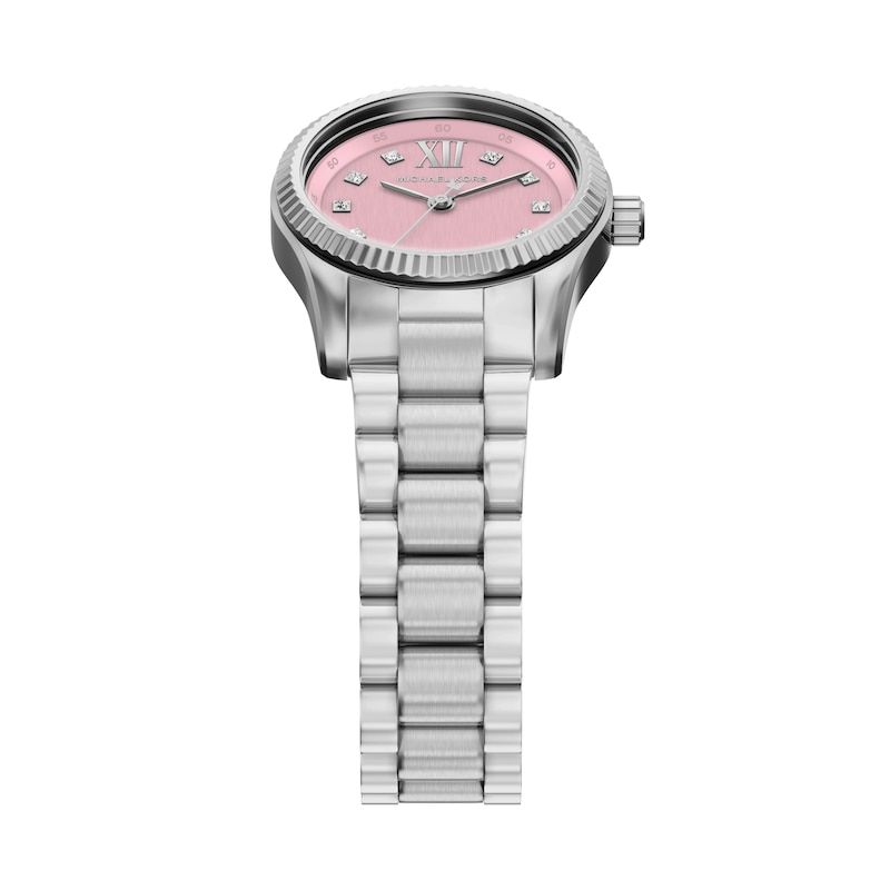 Main Image 2 of Michael Kors Women's Lexington Three Hand Pink Dial Silver Tone Stainless Steel Bracelet Watch