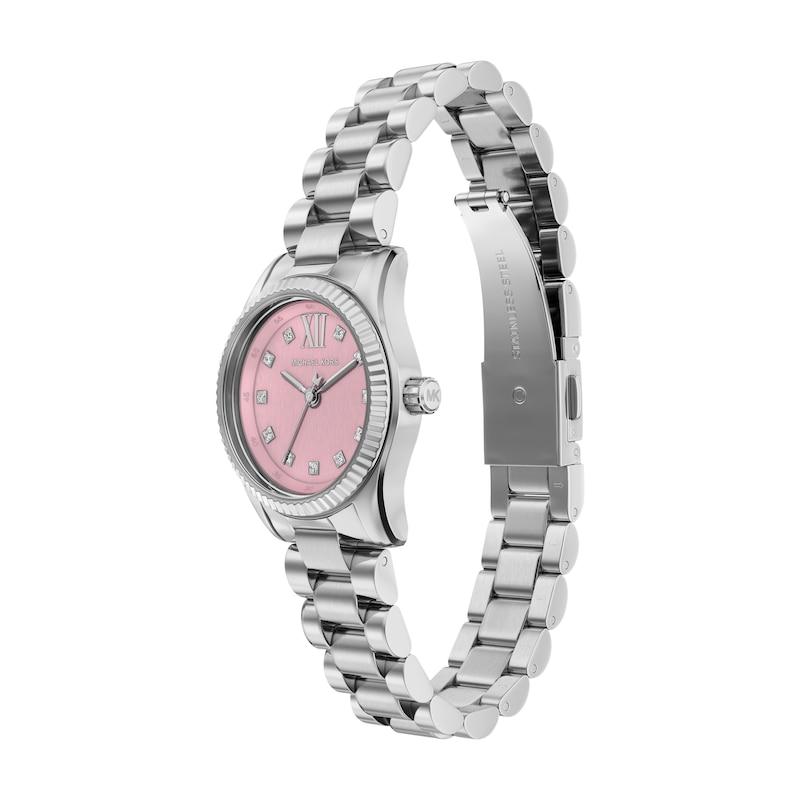 Main Image 3 of Michael Kors Women's Lexington Three Hand Pink Dial Silver Tone Stainless Steel Bracelet Watch
