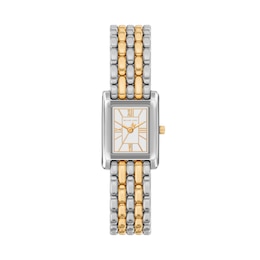 Michael Kors Women's Essex Three Hand White Dial Two Tone Stainless Steel Bracelet Watch