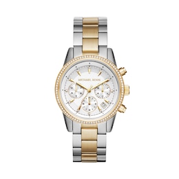 Michael Kors Bryant Chronograph White Dial Two Tone Stainless Steel Bracelet Watch