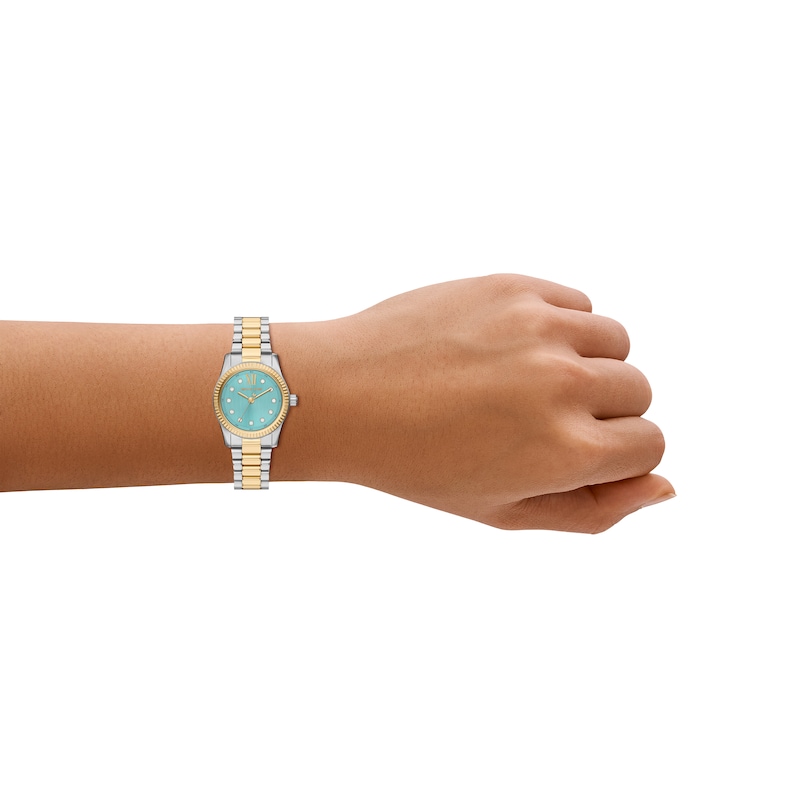 Main Image 6 of Michael Kors Women's Lexington Three Hand Blue Dial Two Tone Stainless Steel Bracelet Watch