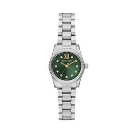 Michael Kors Women's Lexington Three Hand Green Dial Silver Tone Stainless Steel Bracelet Watch