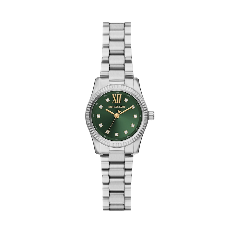 Main Image 1 of Michael Kors Women's Lexington Three Hand Green Dial Silver Tone Stainless Steel Bracelet Watch