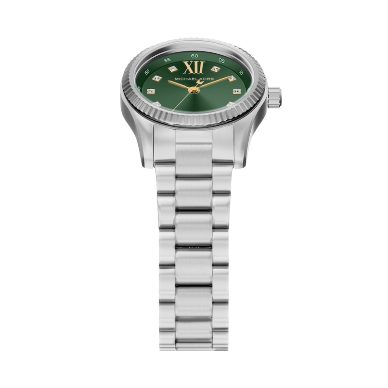 Main Image 2 of Michael Kors Women's Lexington Three Hand Green Dial Silver Tone Stainless Steel Bracelet Watch