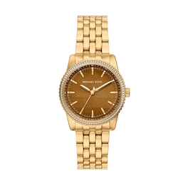 Michael Kors Women's Bryant Three Hand Brown Dial Golden Stainless Steel Bracelet Watch