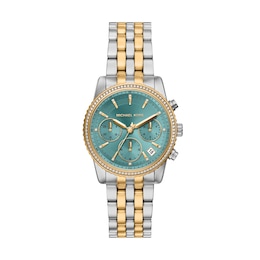 Michael Kors Women's Bryant Chronograph Blue Dial Two Tone Stainless Steel Bracelet Watch