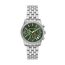 Michael Kors Women's Bryant Chronograph Green Dial Silver Tone Stainless Steel Bracelet Watch