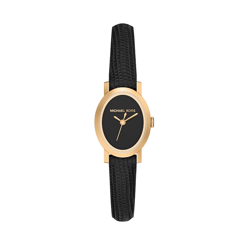 Main Image 1 of Michael Kors Women's Maude Three Hand Black Dial Black Leather Strap Watch