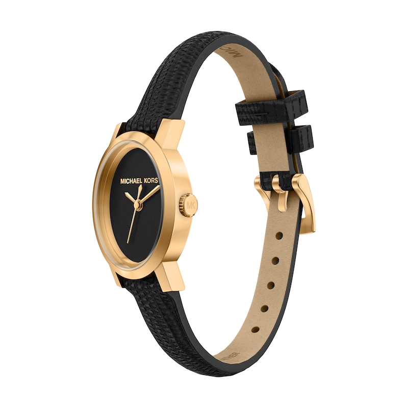 Main Image 2 of Michael Kors Women's Maude Three Hand Black Dial Black Leather Strap Watch