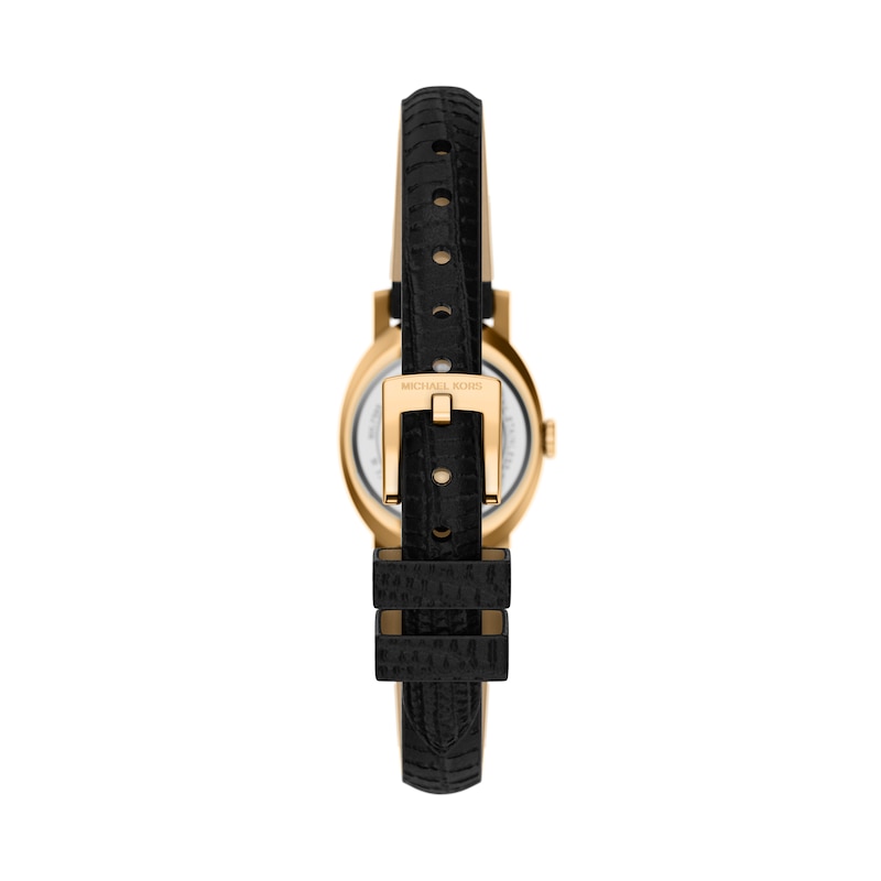Main Image 4 of Michael Kors Women's Maude Three Hand Black Dial Black Leather Strap Watch