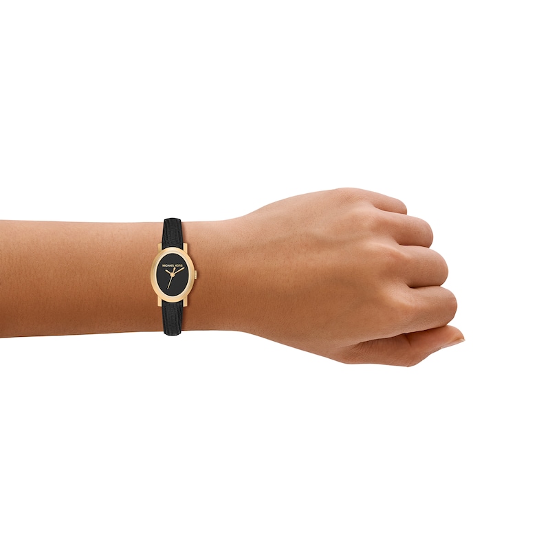Main Image 5 of Michael Kors Women's Maude Three Hand Black Dial Black Leather Strap Watch