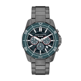 Armani Exchange Men's Chronograph Blue Dial Gunmetal Stainless Steel Bracelet Watch
