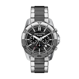 Armani Exchange Men's Chronograph Black Dial Two Tone Stainless Steel Bracelet Watch