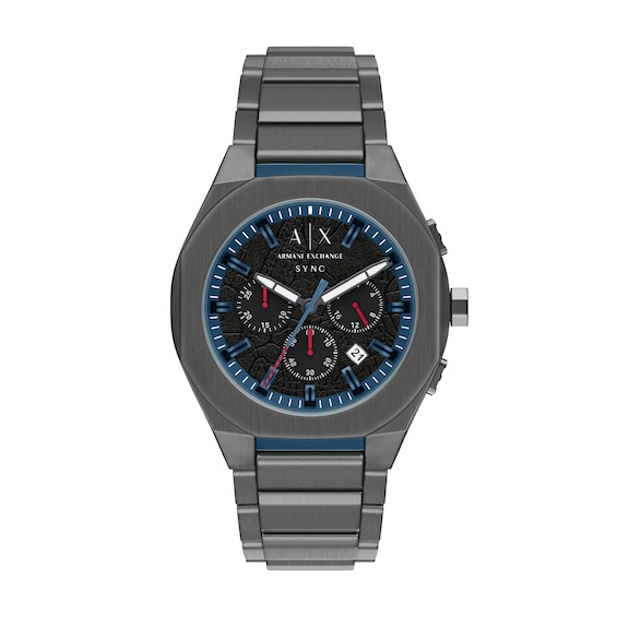 Armani Exchange Mens Sync Chronograph Black Dial Gunmetal St