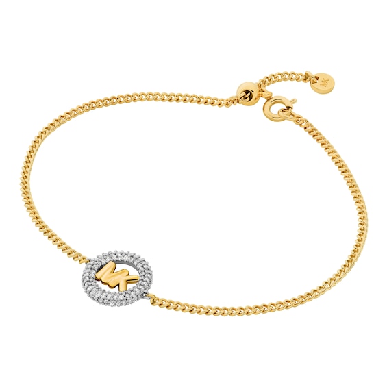 Michael Kors Women's Gold Tone Pavé Logo Bracelet