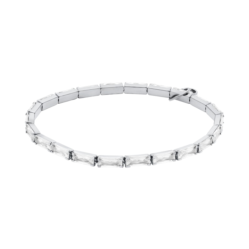 Main Image 1 of Michael Kors Women's Baguette Stretch Silver Tone Tennis Bracelet