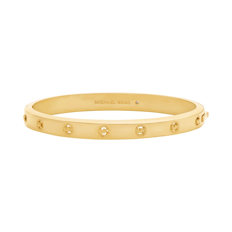 Main Image 1 of Michael Kors Women's Gold Tone Pavé Logo Bracelet