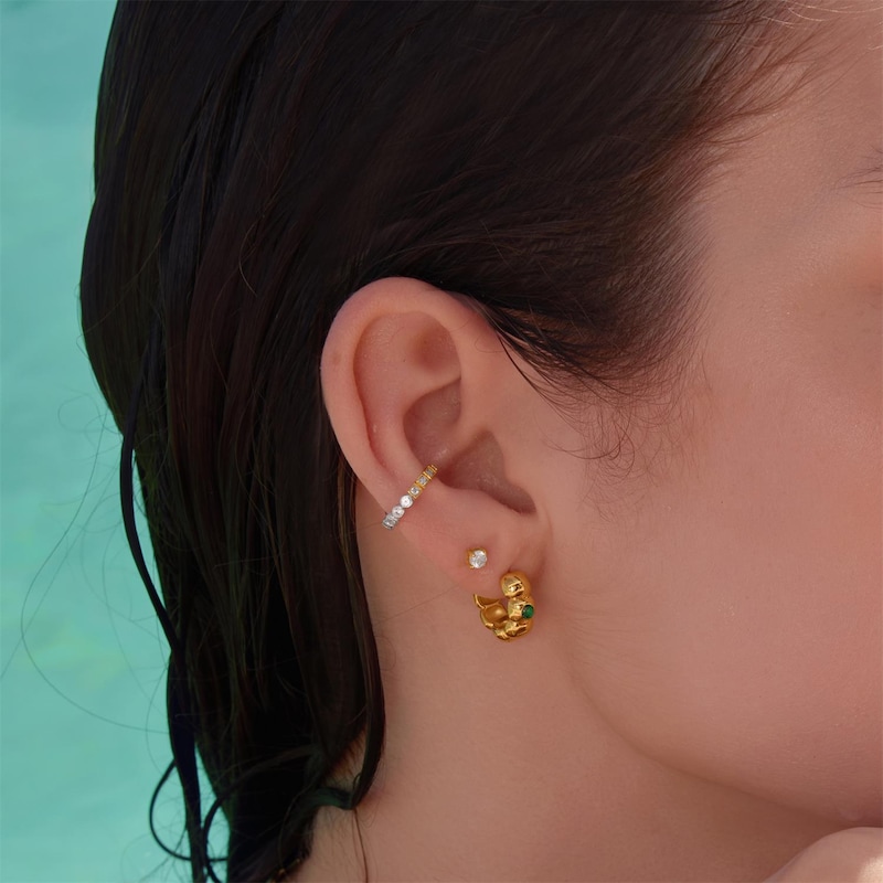 Main Image 2 of Ania Haie Tide Echo Gold Reversible Puffy Huggie Hoop Earrings