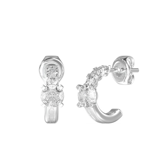 Guess Piercing Studio Womens Crystal-Set Hoop Earrings