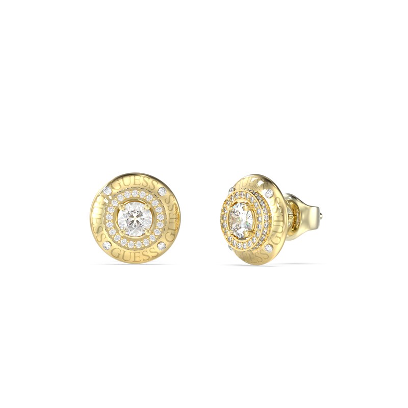 Main Image 1 of Guess Sparks Women's Logo Coin Stud Earrings in Gold-Tone Steel