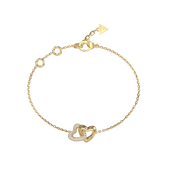 Guess Beloved Women's Heart Link Bracelet with Clear Crystals