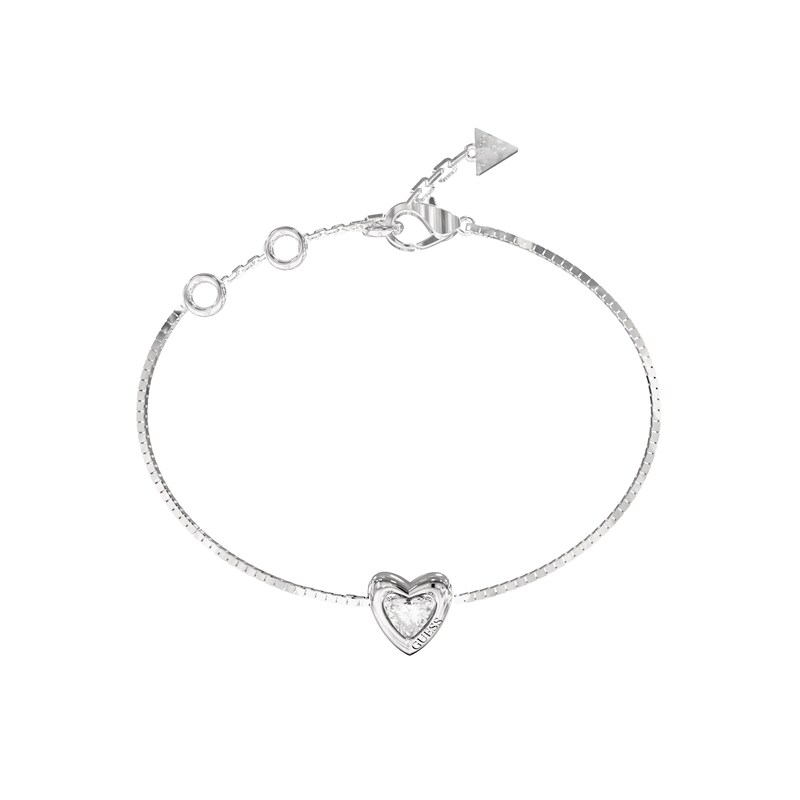 Main Image 1 of Guess Beloved Women's Crystal Heart Bracelet in Silver-Tone Steel