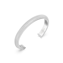 Guess Essenza Women's Pavé Crystal Bangle in Silver-Tone Steel