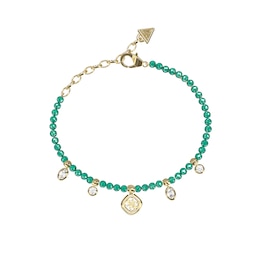 Guess Jaipur Splendor Women's Beaded Charm Bracelet with Green Crystals