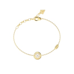 Guess Sparks Women's Crystal Logo Coin Bracelet in Gold-Tone Steel