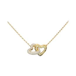 Guess Beloved Women's Heart Link Necklace with Clear Crystals