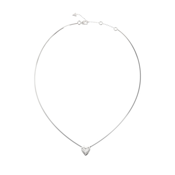 Guess Beloved Womens Crystal Heart Pendant Necklace in Gold-