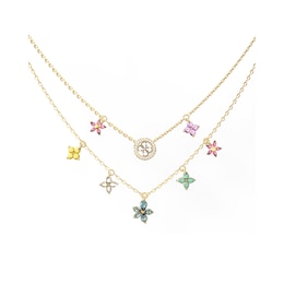 Guess Secret Garden Women's Multi-Color Floral Two-Row Necklace