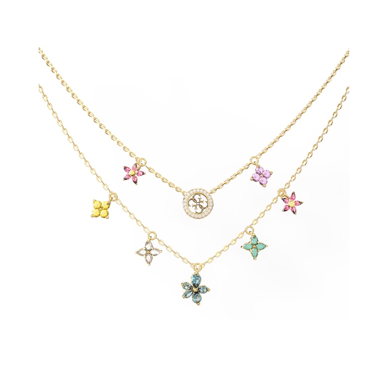 Main Image 1 of Guess Secret Garden Women's Multi-Color Floral Two-Row Necklace