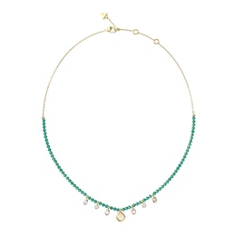 Guess Jaipur Splendor Women's Beaded Charm Necklace with Green Crystals