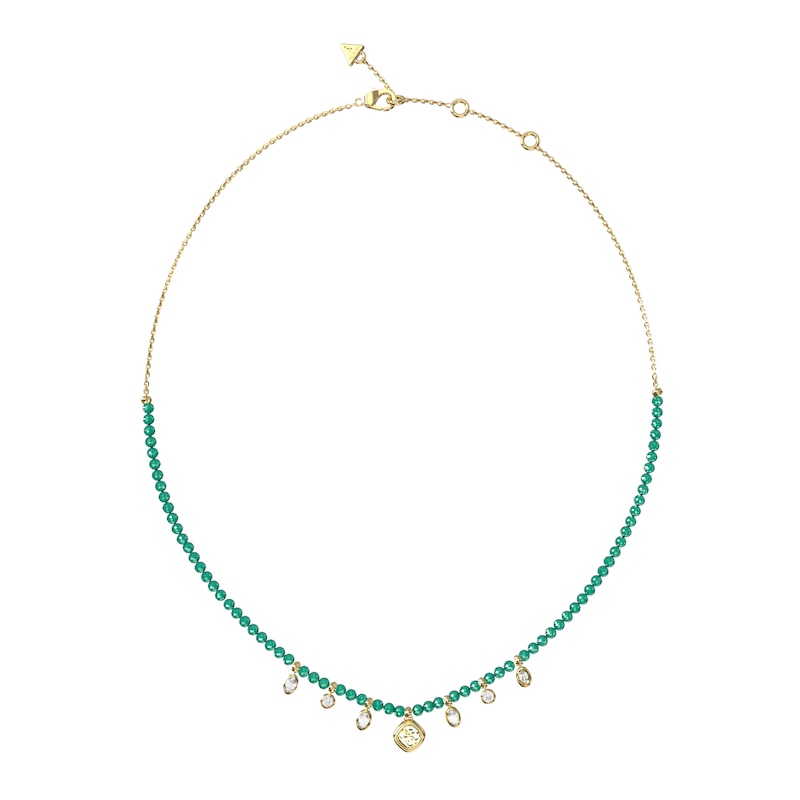 Main Image 1 of Guess Jaipur Splendor Women's Beaded Charm Necklace with Green Crystals