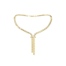 Guess Ace Of Diamonds Women's Crystal Cube Y-Necklace in Gold-Tone
